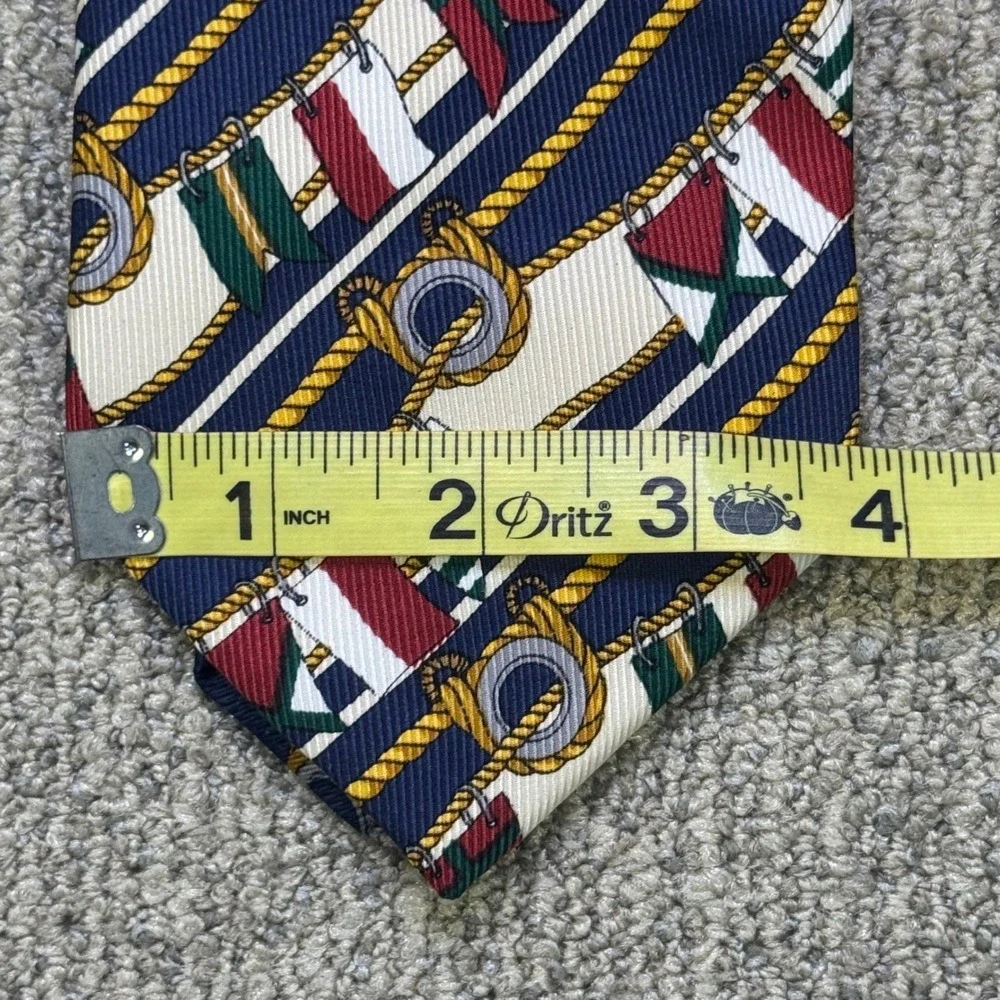 VTG Cravate Tino Cosma for Highland Park Village Silk Tie Nautical Flags Italian